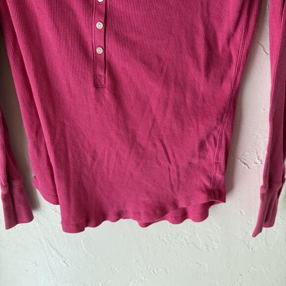 Victorias Secret Henley Shirt Y2k Fitted Medium Pink Long Sleeve Thermal Top - Picture 3 of 9
